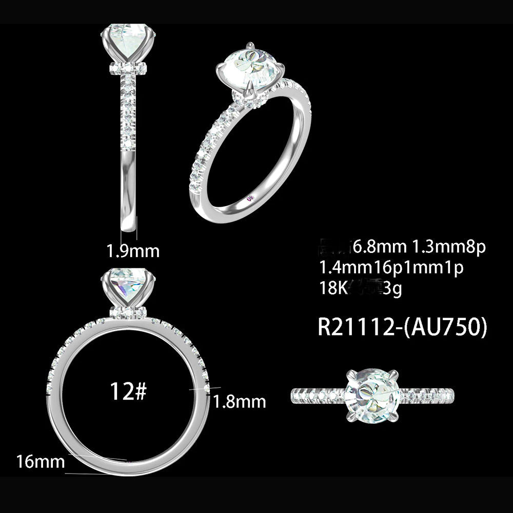 Affordable Luxury Jewelry Pave Round Lab Diamond Engagement Ring