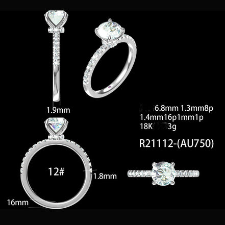 Affordable Luxury Jewelry Pave Round Lab Diamond Engagement Ring