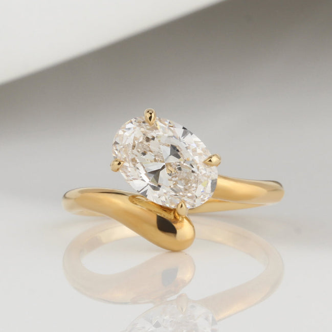 2 Carat Oval Lab Diamond Ring 18K Gold