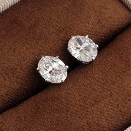 Affordable Luxury Jewelry Oval Lab Grown Diamond Studs 6 Prong Earrings (4.13 Ct. Tw.)
