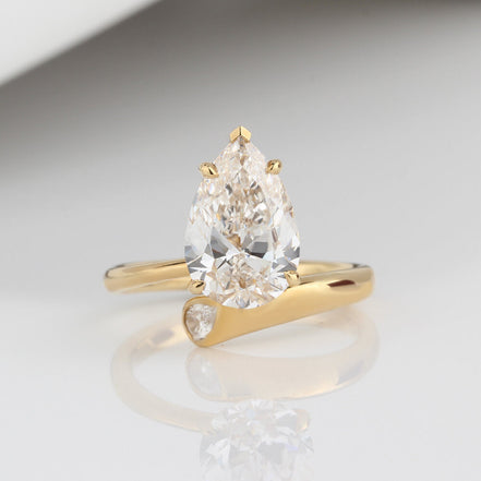 3 Carat Pear Lab Diamond Ring 14K Gold